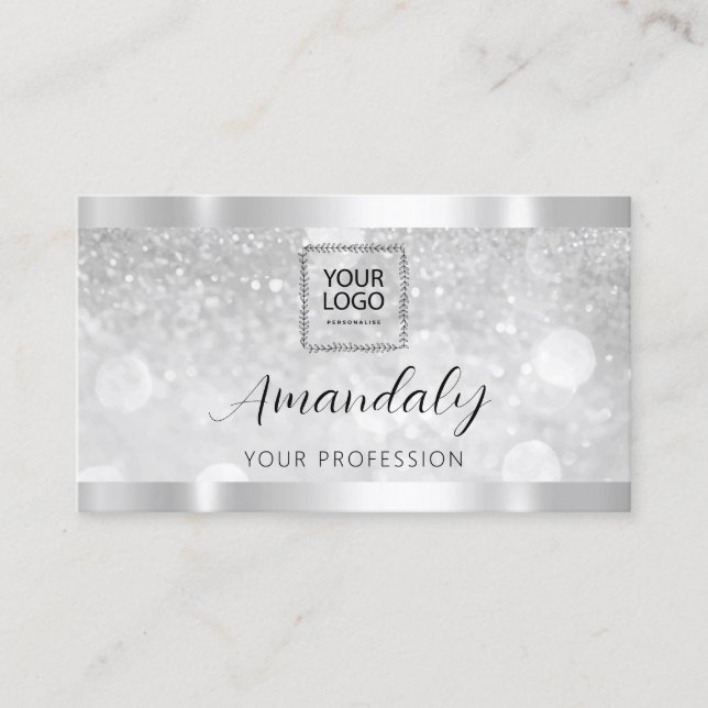 Carte De Visite Maquillage Esthétique Lash Nails QRCode Logo Argen (Devant)