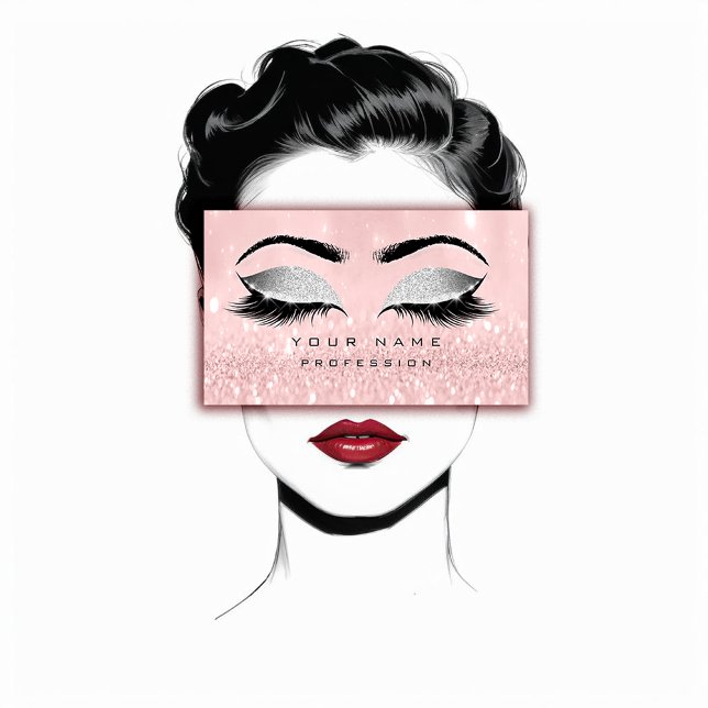 Carte De Visite Maquillage Eyebros Longueur Parties scintillant ro (Makeup Eyebrows Lashes Extension Pink Glitter Business Card)