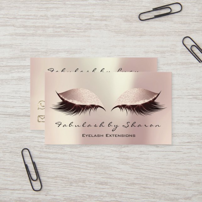 Carte De Visite Maquillage Eyebrosse Extension Eyes Rose Blush (Devant/Arrière en situation)