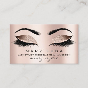 Carte De Visite Maquillage Eyebrosses Lashes Rose Or Rose Blanc