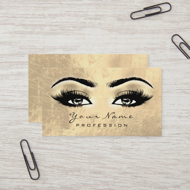 Carte De Visite Maquillage Eyebrow Eyes Lashes Browns Gold (Devant/Arrière en situation)