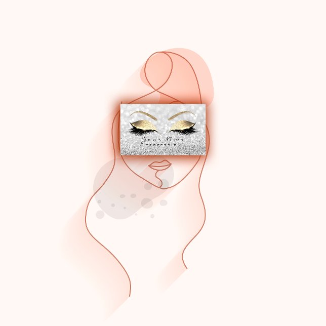 Carte De Visite Maquillage Eyebrow Eyes Lashes Parties scintillant (Makeup Eyebrow Eyes Lashes Glitter Gray Glam Business Card)