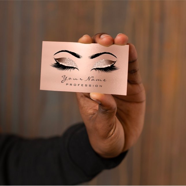 Carte De Visite Maquillage Eyebrow Eyes Lashes Parties scintillant (Makeup Eyebrow Eyes Lashes Glitter Rose Gold Wow Business Card)
