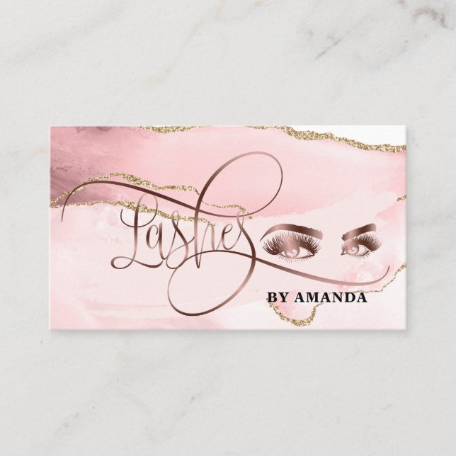 Carte De Visite Maquillage Eyebrow Eyes Lashes Rose Gold Agate (Devant)