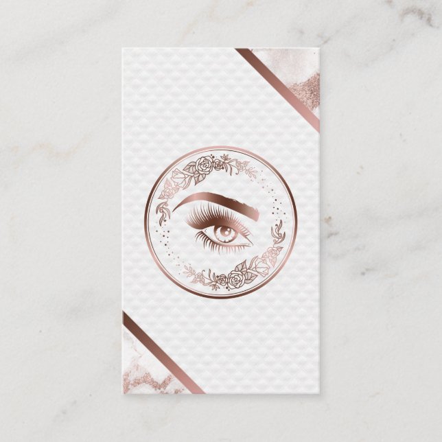 Carte De Visite Maquillage Eyebrow Eyes Lashes Rose Gold Floral (Devant)