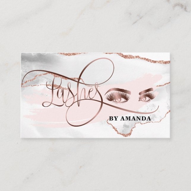 Carte De Visite Maquillage Eyebrow Eyes Lashes Rose Gold Marble (Devant)
