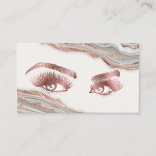 Carte De Visite Maquillage Eyebrow Eyes Lashes Rose Gold Marble Bu