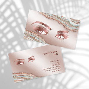 Carte De Visite Maquillage Eyebrow Eyes Lashes Rose Gold Marble Bu