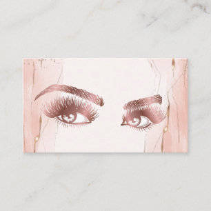 Carte De Visite Maquillage Eyebrow Eyes Lashes Rose Gold Marble Bu