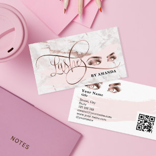 Carte De Visite Maquillage Eyebrow Eyes Lashes Rose Gold QR code