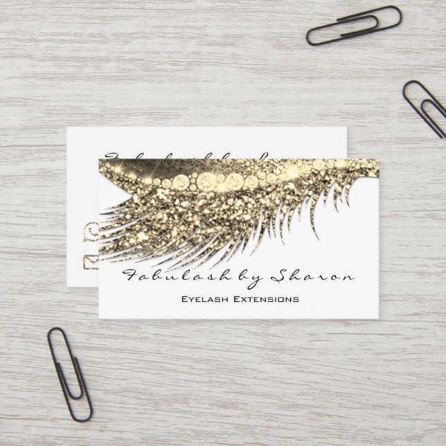 Carte De Visite Maquillage Eyebrow Lash Extension Parties scintill (Devant/Arrière en situation)