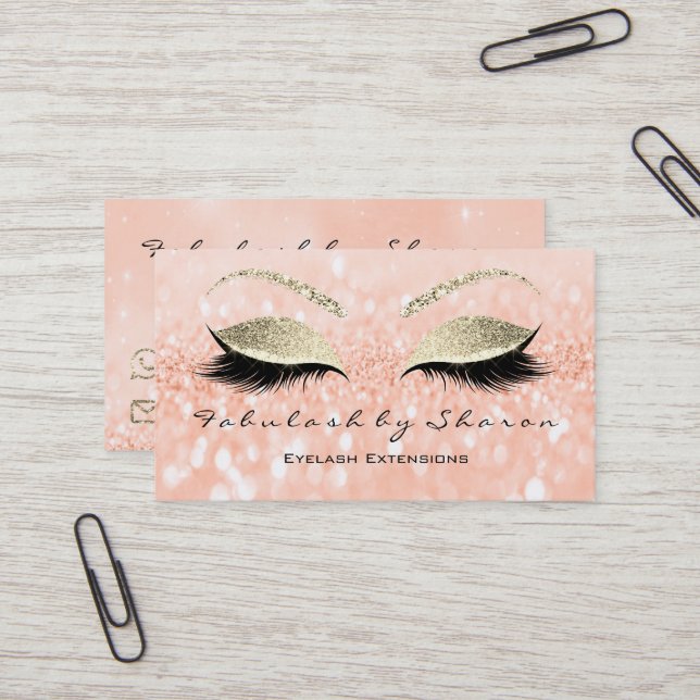 Carte De Visite Maquillage Eyebrow Lashes Extension Parties scinti (Devant/Arrière en situation)