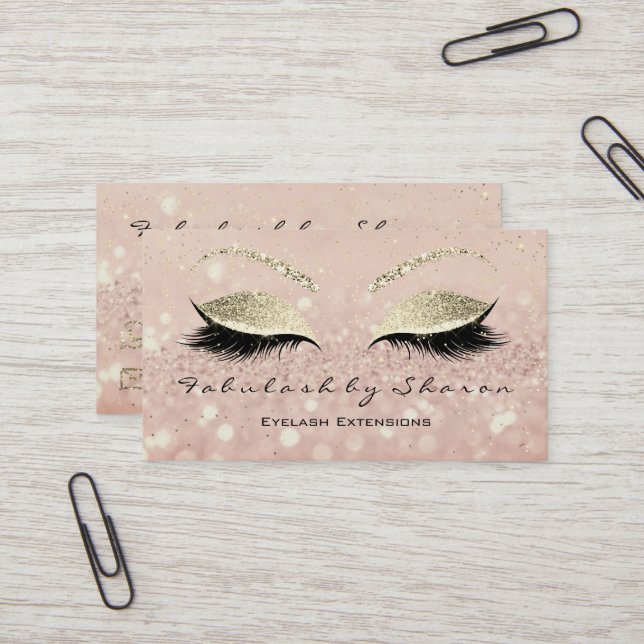 Carte De Visite Maquillage Eyebrow Lashes Extension Parties scinti (Devant/Arrière en situation)
