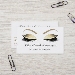 Carte De Visite Maquillage Eyebrow Lashes Parties scintillant Or B