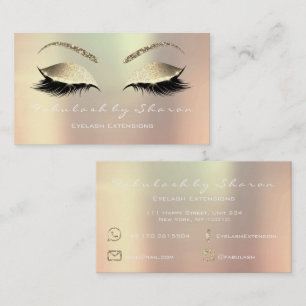 Carte De Visite Maquillage Eyebrow Lashes Parties scintillant Rose