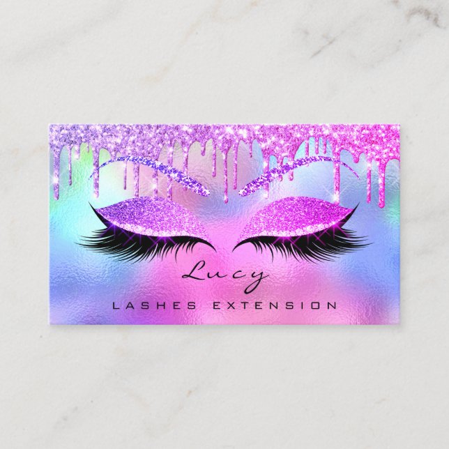 Carte De Visite Maquillage Eyebrow Nom Lash Parties scintillant Dé (Devant)