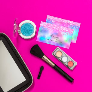 Carte De Visite Maquillage Eyebrow Nom Lashes Fuchsia Poches rose