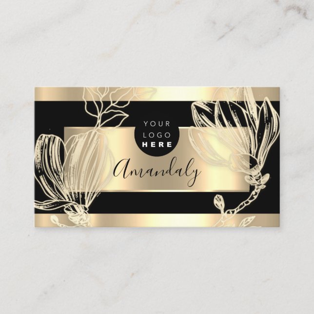 Carte De Visite Maquillage Eyelash Artiste Code QR Logo Black Gold (Devant)