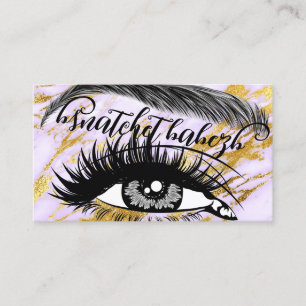 Carte De Visite Maquillage Eyelash Brosses Code QR Logo Marbre ros
