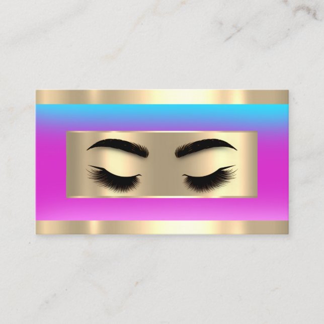Carte De Visite Maquillage Eyelash Code QR Logo Bleu rose (Devant)