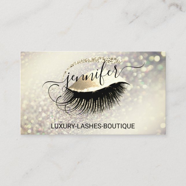 Carte De Visite Maquillage Eyelash Code QR Logo Parties scintillan (Devant)