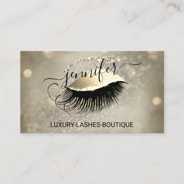 Carte De Visite Maquillage Eyelash Code QR Logo Parties scintillan (Devant)