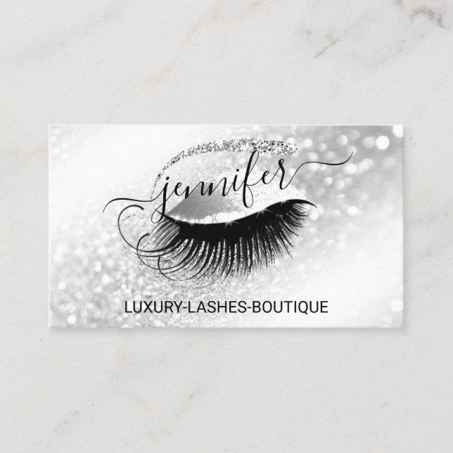 Carte De Visite Maquillage Eyelash Code QR Logo Parties scintillan (Devant)