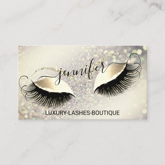 Carte De Visite Maquillage Eyelash Code QR Logo Parties scintillan (Devant)
