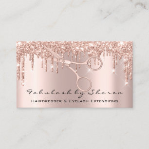 Carte De Visite Maquillage Eyelash Coiffeur Ciseaux Rose