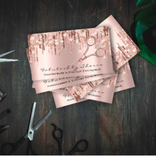 Carte De Visite Maquillage Eyelash Coiffeur Ciseaux Rose cristaux