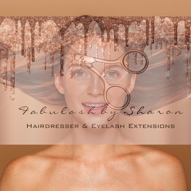 Carte De Visite Maquillage Eyelash Coiffeur Ciseaux Rose Dérive VI (Makeup Eyelash Hairdresser Scissors Rose Drip VIP Business Card)