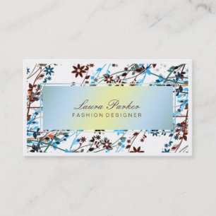 Carte De Visite Maquillage floral Artiste Cheveux Styliste Bleu