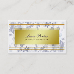 Carte De Visite Maquillage floral Artiste Cheveux Styliste Or