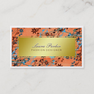 Carte De Visite Maquillage floral Artiste Cheveux Styliste Or oran