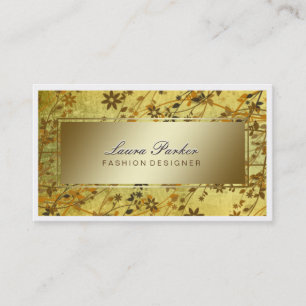 Carte De Visite Maquillage floral Artiste cheveux Styliste Or Vint