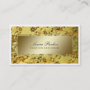 Carte De Visite Maquillage floral Artiste cheveux Styliste Or Vint