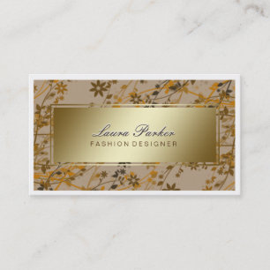 Carte De Visite Maquillage floral Artiste cheveux Styliste Or Vint