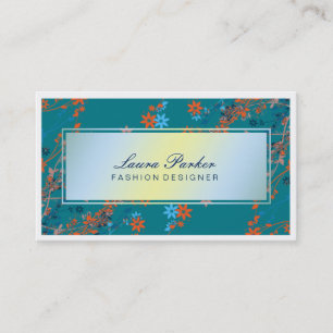 Carte De Visite Maquillage floral Artiste Hair Styliste turquoise