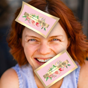 Carte De Visite Maquillage floral rose rose