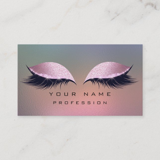 Carte De Visite Maquillage Gris Ombre Verre Rose Yeux Lashes Parti (Devant)