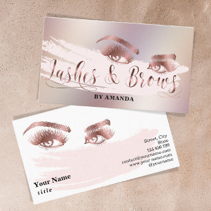 Carte De Visite Maquillage Lash Eyebrow Eyes Lashes Brows Rose Gol