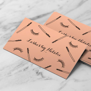 Carte De Visite Maquillage Lashes Artist Cute Eyelash Salon Peach