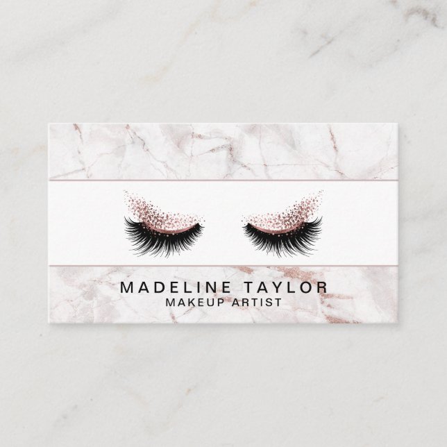 Carte De Visite Maquillage Long Lashes Parties scintillant Rose Go (Devant)