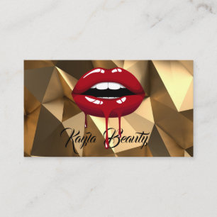 Carte De Visite Maquillage Luxe Doré Glamour Rouge Gouttes Gouttan