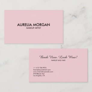 Carte De Visite Maquillage minimaliste simple écriture rose rose
