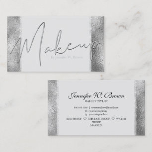 Carte De Visite Maquillage moderne argent lèvres élégant luxe