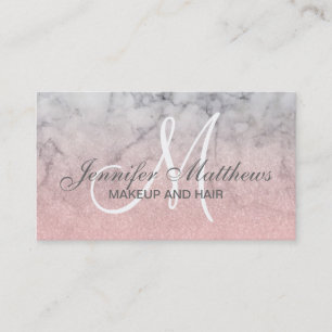 Carte De Visite Maquillage Monogramme en marbre rose-rose-rose-fus