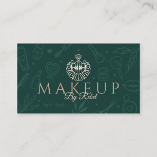 Carte De Visite Maquillage par Beauty Charms Green & Pink Maquil