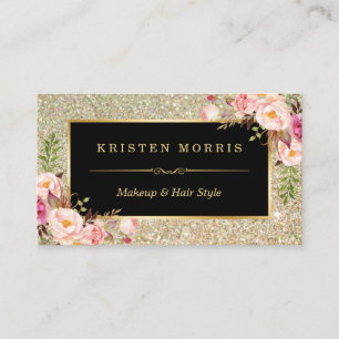 Carte De Visite Maquillage Parties scintillant d'or Artiste Salon 