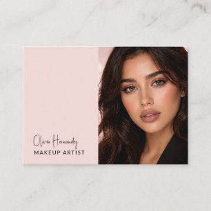 Carte De Visite Maquillage photo écriture noir rose blush